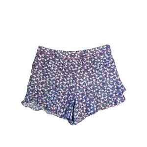 Women XL Ett:Twa Anthropologie Floral Pink Shorts Linen Blend Ruffle Culotte